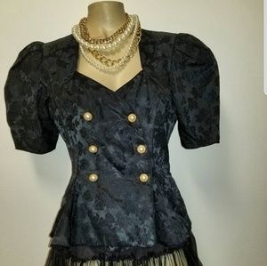 Black short sleeve peplum top